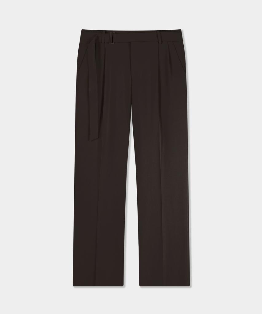 BIRBANTE Belted Double-Pleated Slacks - Brown