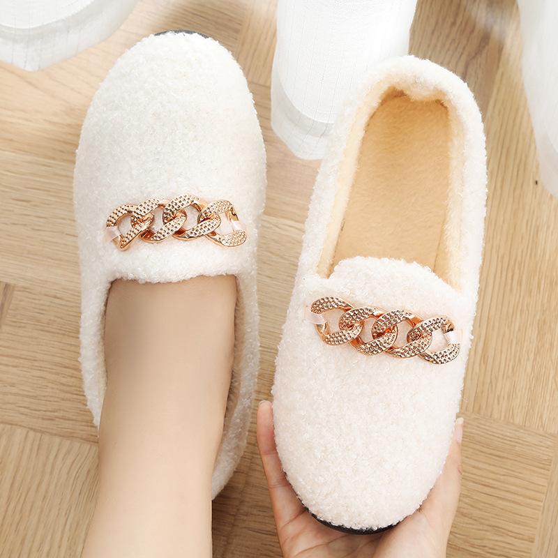 New Winter Velvet Beanie Shoes Women's Soft-soled Mother Shoes Casual Versatile Fluffy Shoes Women's Indoor Non-slip Cotton Slippers