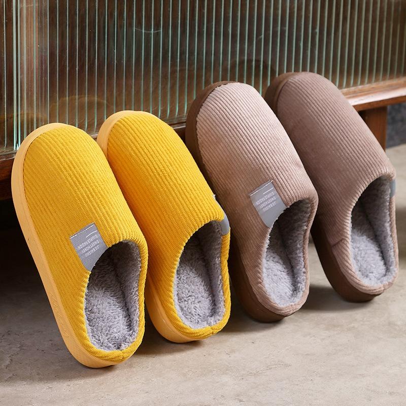Supermarket autumn and winter cotton slippers female couple indoor household non-slip warm plush slippers