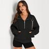 Thick Fall Winter Sweatshirt Casual Sport Top Loose Elastic Cuff Long Sleeves Half Zipper Turn Down Collar Big Pocket Pure Color Daily Wear