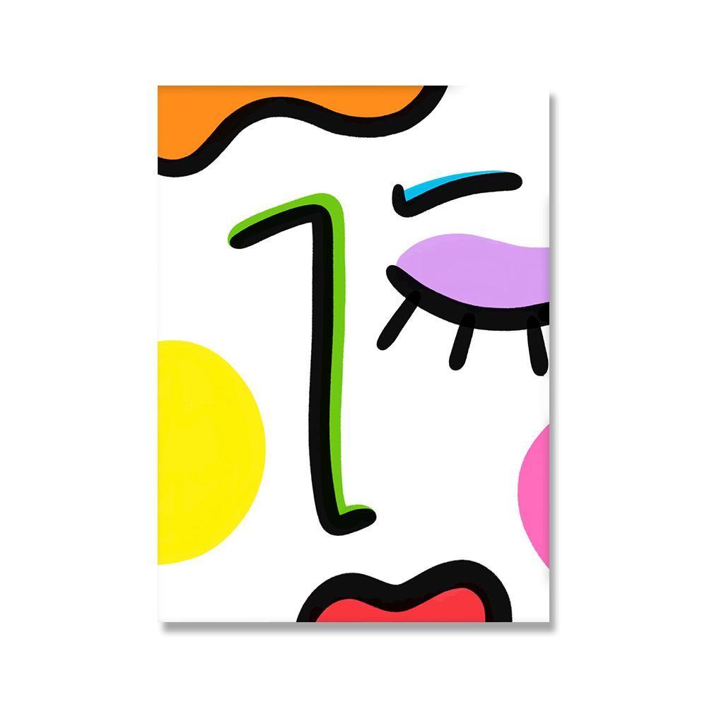 Girl Power Kolorowy Cytat Grafiki Abstrakcyjna Twarz Nakrapiany Plakat na Płótnie Wystrój Domu Salon Skandynawski Ściana Nieoprawiony Obraz