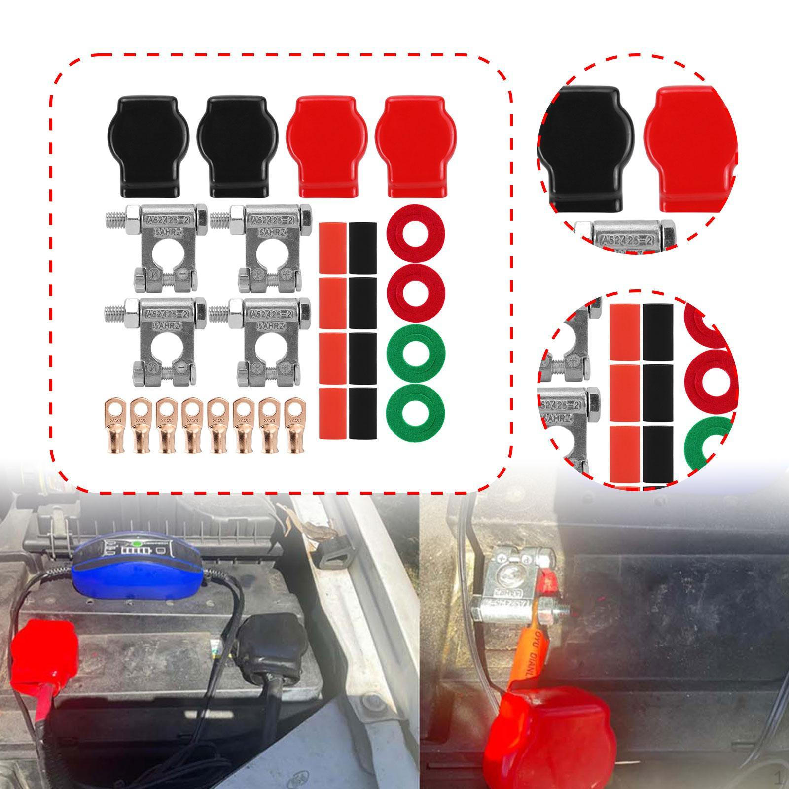 

Terminal Connectors Positive Negative Terminals 2 Gauge 3/8 Copper Lugs Kit Heavy Duty for Cars