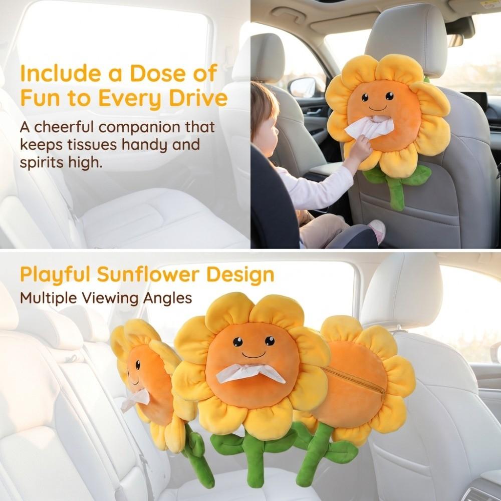 28 x 28 cm Sunflower Plush Car Tissue Box Car Rear Seat Backrest Tissue Storage