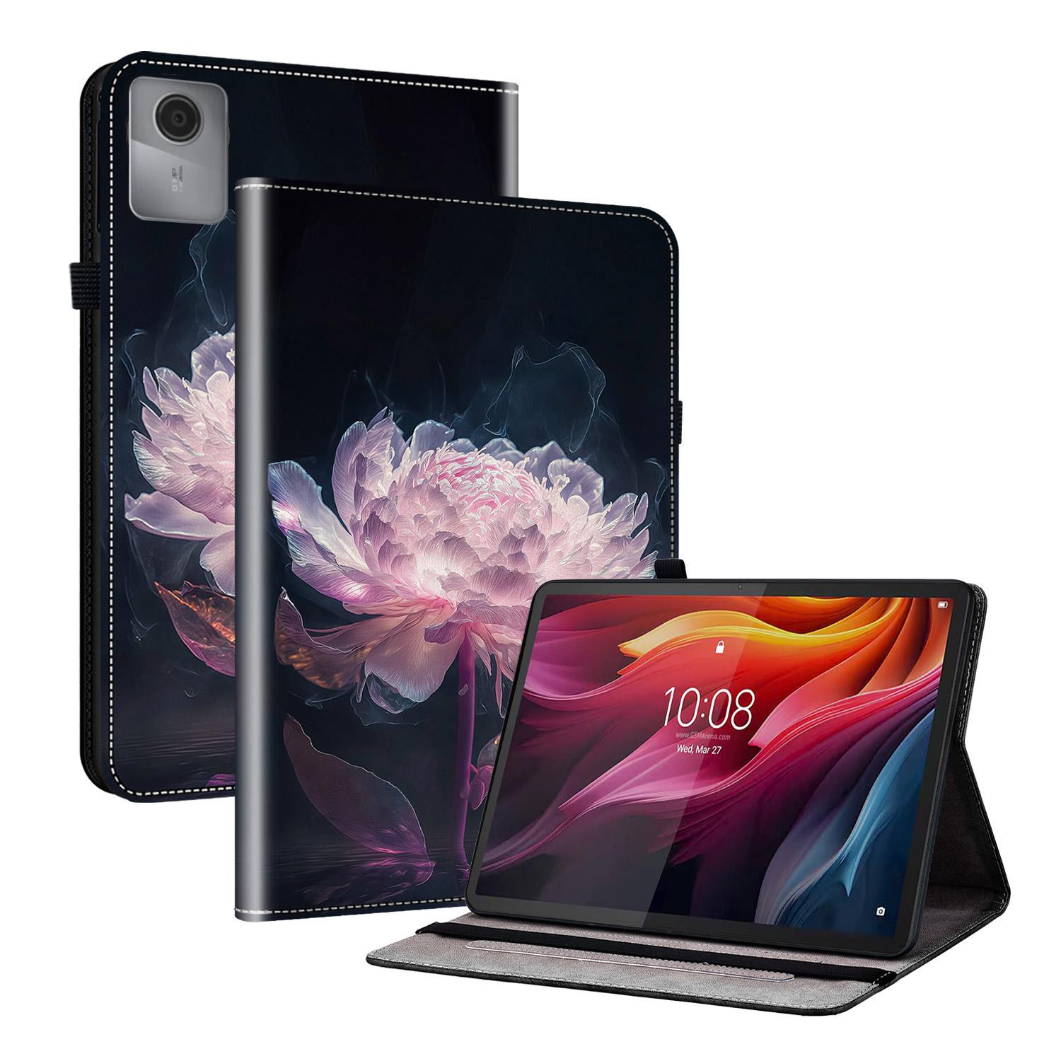 

Для Lenovo Idea Tab (TB336ZU/TB336FU)/Кожаный чехол для Xiaoxin Pad 11 2025 с принтом, подставка, обложка для планшета со слотами для карт Purple Peony