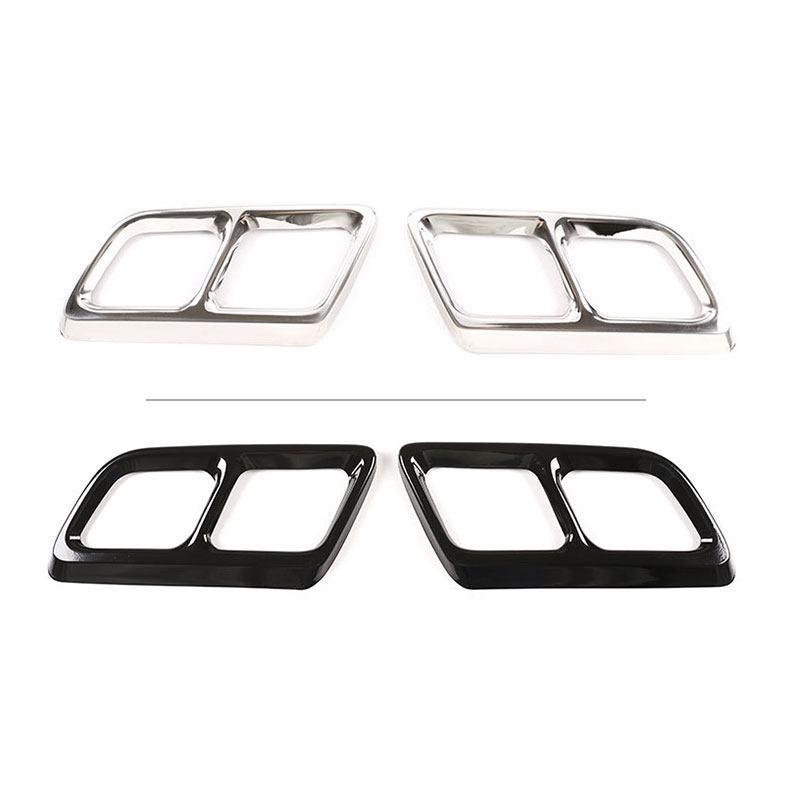 2pcs Car Accessories Silver / Glossy Black Stainless Steel Car Tail Muffler Exhaust Pipe Cover For Cadillac XT6 -