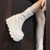 Super high heel thick-soled short boots women's white boots small man height-increasing and thin short thin boots