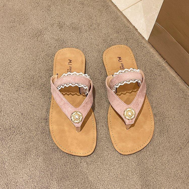 Magnifique ensemble à semelle plate de pantoufles cool pour les orteils pour l'été 2025 nouveaux modèles avec jupes, ballet de plage, vent féerique à enfiler