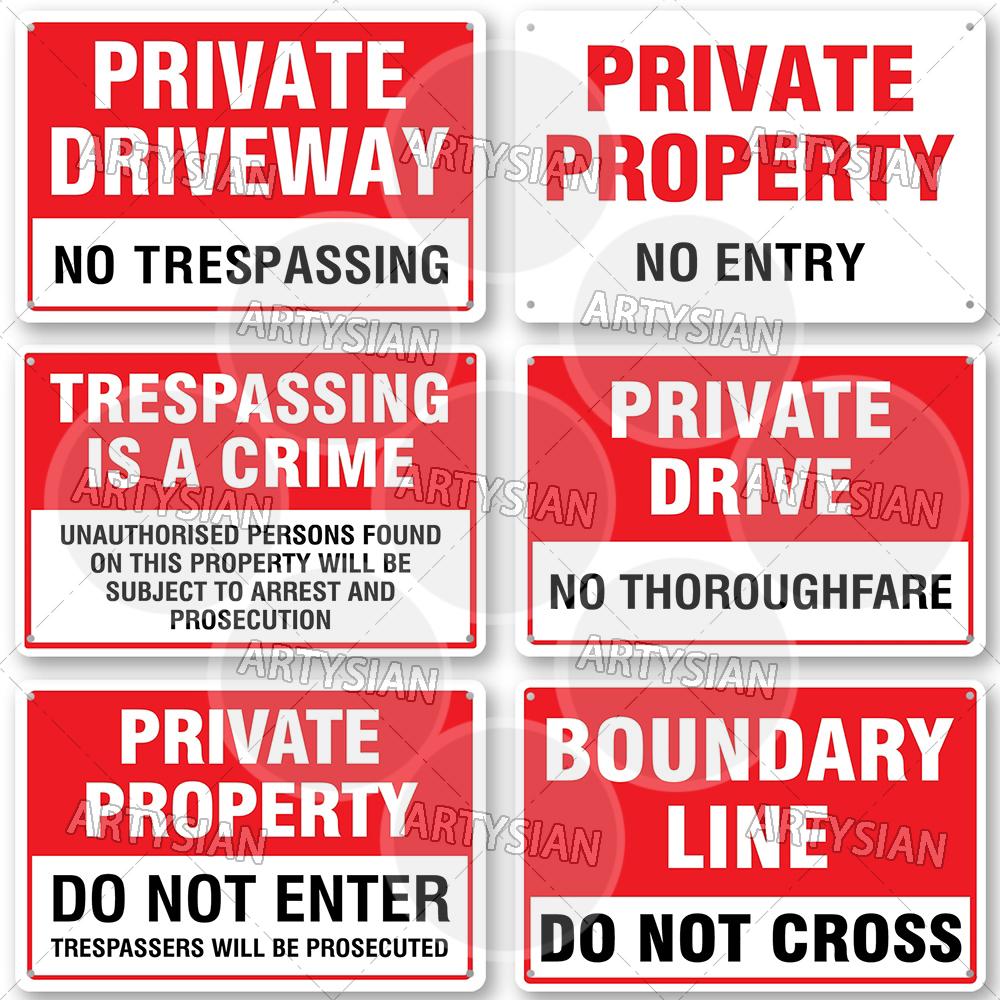 Private Property Waring Metal Sign No Trespassing Do Not Knock No Public Access Stop Boundary Line Private Restricted Road
