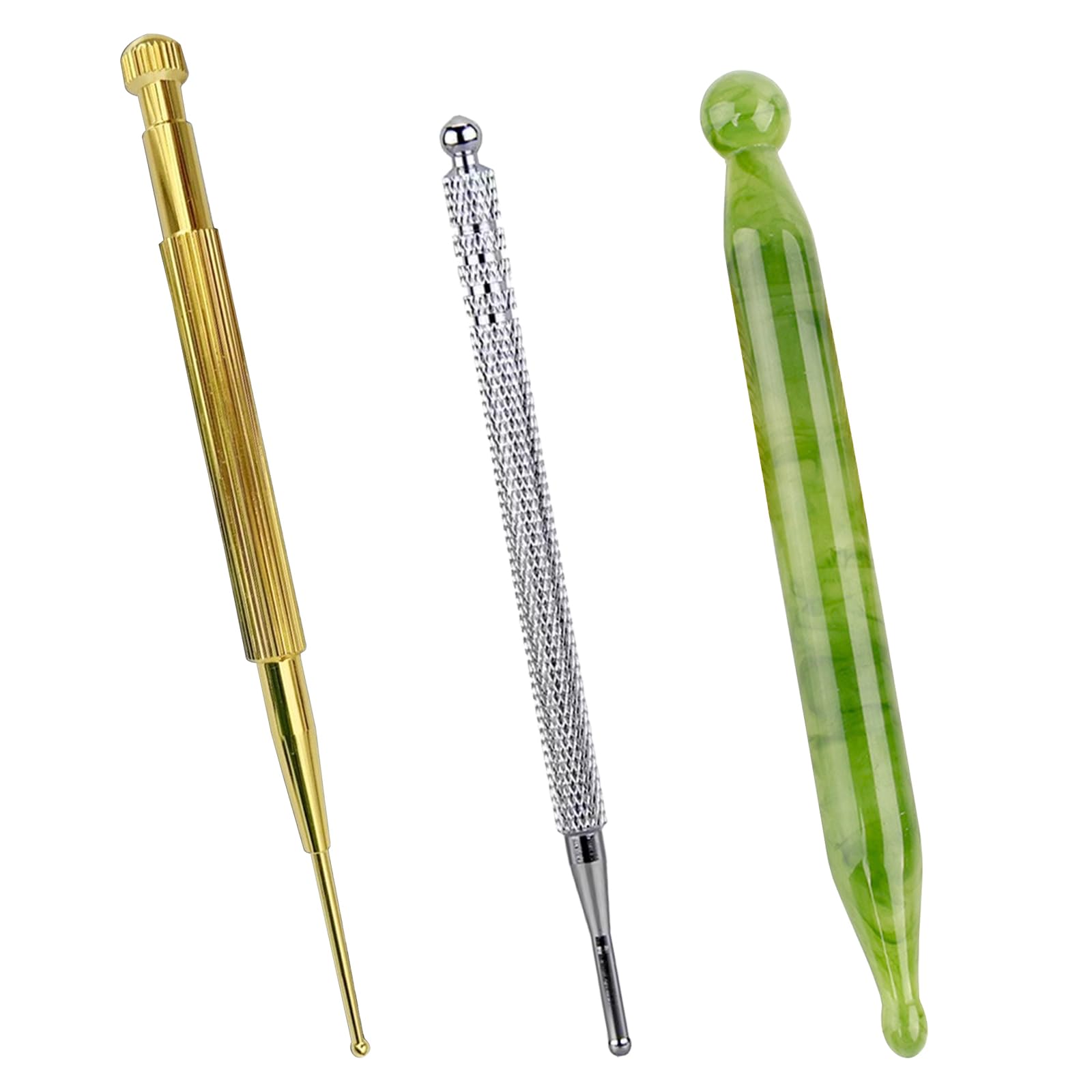 

YFFSFDC Ушная акупунктура Акупунктурная точка Ушная акупунктура Круглая красивая позиция Пружинная акупунктурная точка Надавливающий массажный набор из 3 палочек, нажатие, палочка, наконечник, серебряный