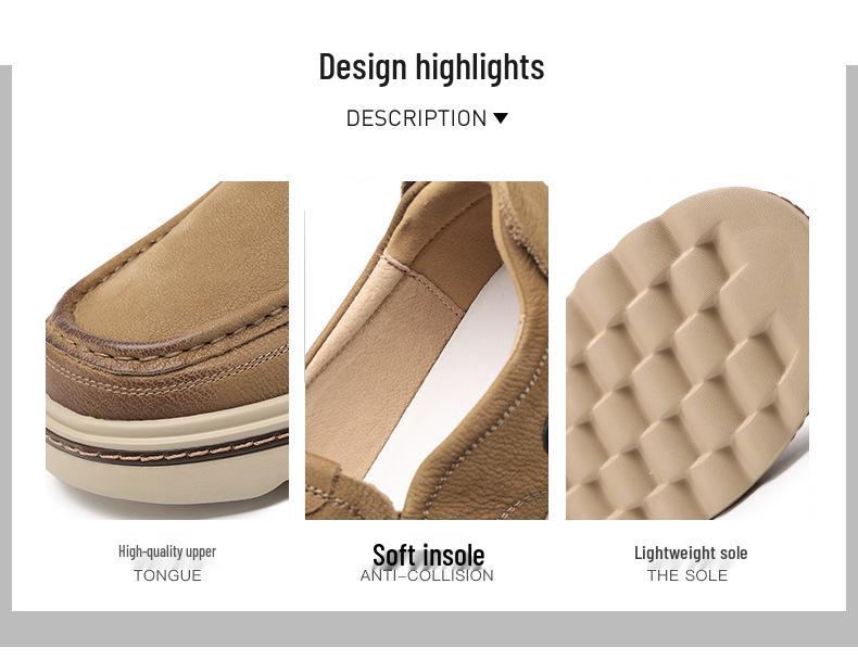 Men's 2025 Autumn Genuine Leather Slip-On Loafers, Vintage Workwear Style, Thick Sole Casual Shoes