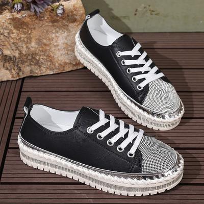 2026 Neue Damen Glänzende Strasssteine Schuhe Vier Jahreszeiten Lässige Sneaker Damen Stilvolle Sportschuhe Schnürschuhe Schuhe