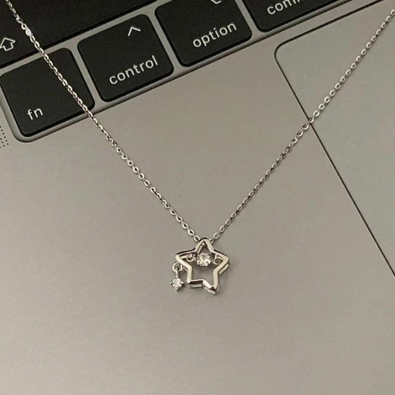 Dangling Star Necklaces Women Girl Hollow Star Pendant Necklaces Fashion Party Jewelry Alloy Material for Women Girls