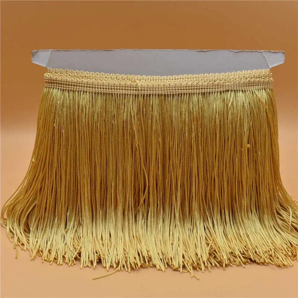 10 Metri Pizzo Lusso Colore Oro Frangia con Nappa 15CM Larghezza Galon Frange Abito Latino Abbigliamento da Palco Accessori Nastro