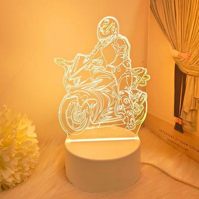 USB Powered 3D Motorcycle Creative Night Light, Home Decoration Living Room Bedroom Decoration Light, Holiday Gift Light