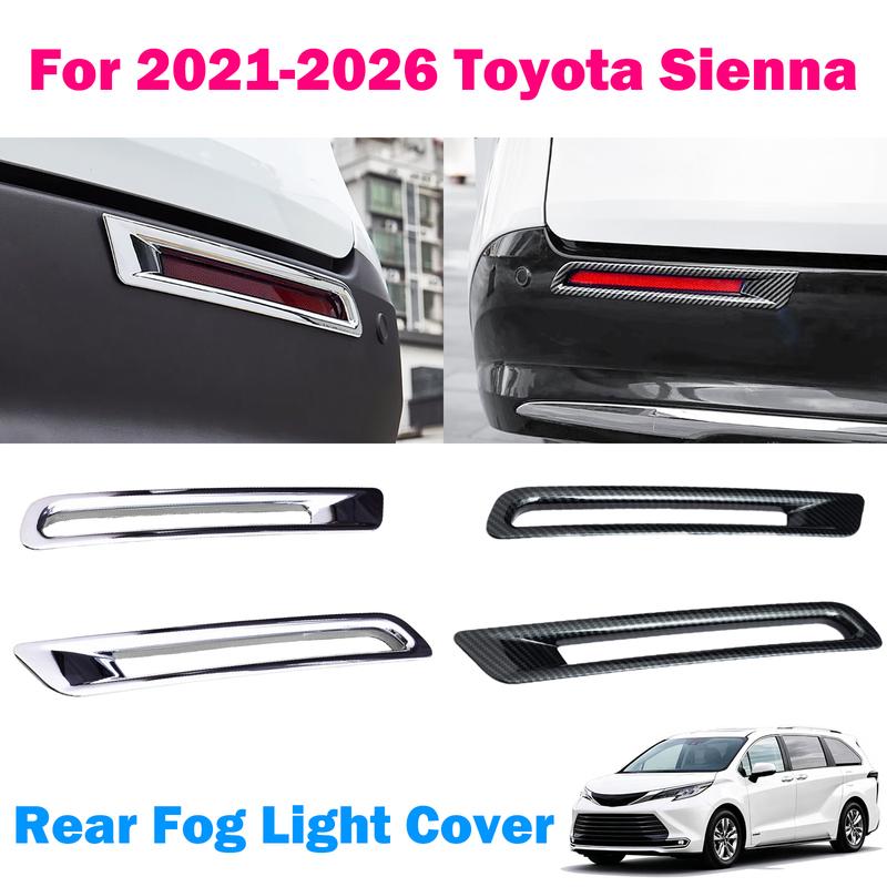 ABS Chrome Carbon Fiber Rear Reflector Fog Light Lamp Bezel Frame Cover Trim For Toyota Sienna -2024 2025 2026 Accessories