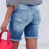 Women Summer Denim Shorts Ripped Hole High Waist Button Stretch Jean Short Pants