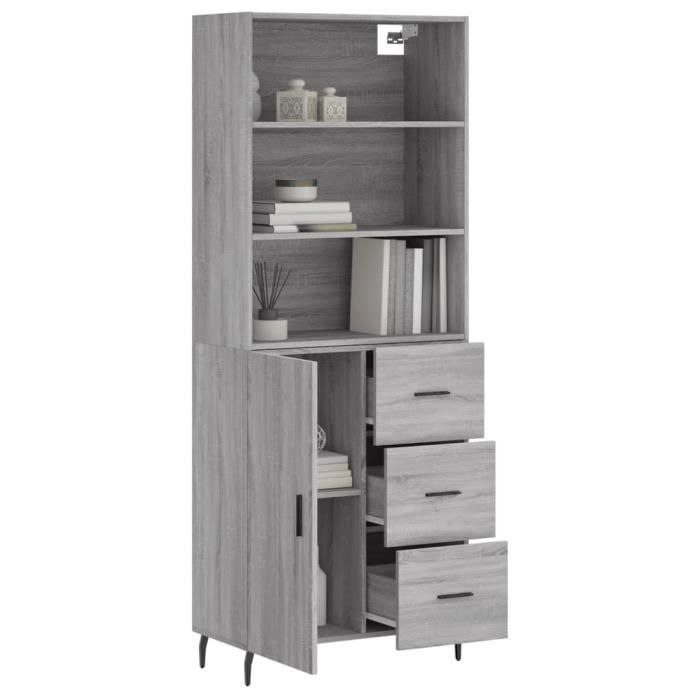 VidaXL Highboard Sonoma Grey 69.5x34x180 Cm Engineered Wood 3189467