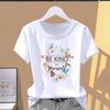 (Asian Size) Short Sleeve T-shirts Women's Top T Clothing Print butterfly style 90s Fashion Female Casual O-neck Graphic Tee