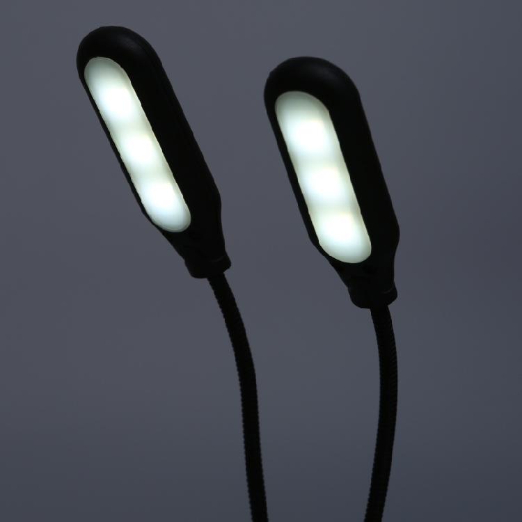 Two Arm USB Clip Light LED Desk Lamp Flexible 1000mAh Rechargeable Battery for Night Reading