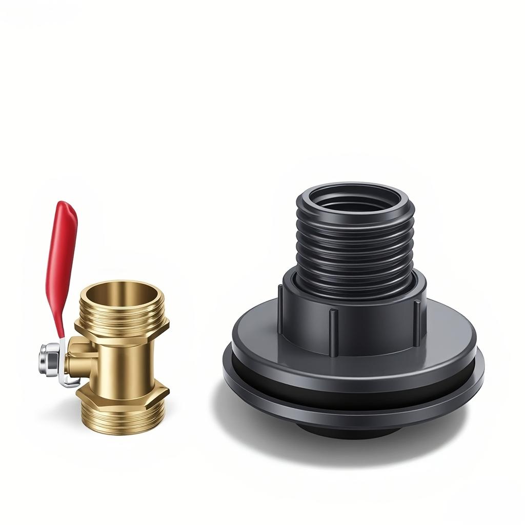 2PCS/Set Rainwater Bucket Connector PVC Bulkhead Joint Adapter Suitable for 1/2"-DN15 External Thread Connector, Ideal for Water Pipes, Outdoor Hoses