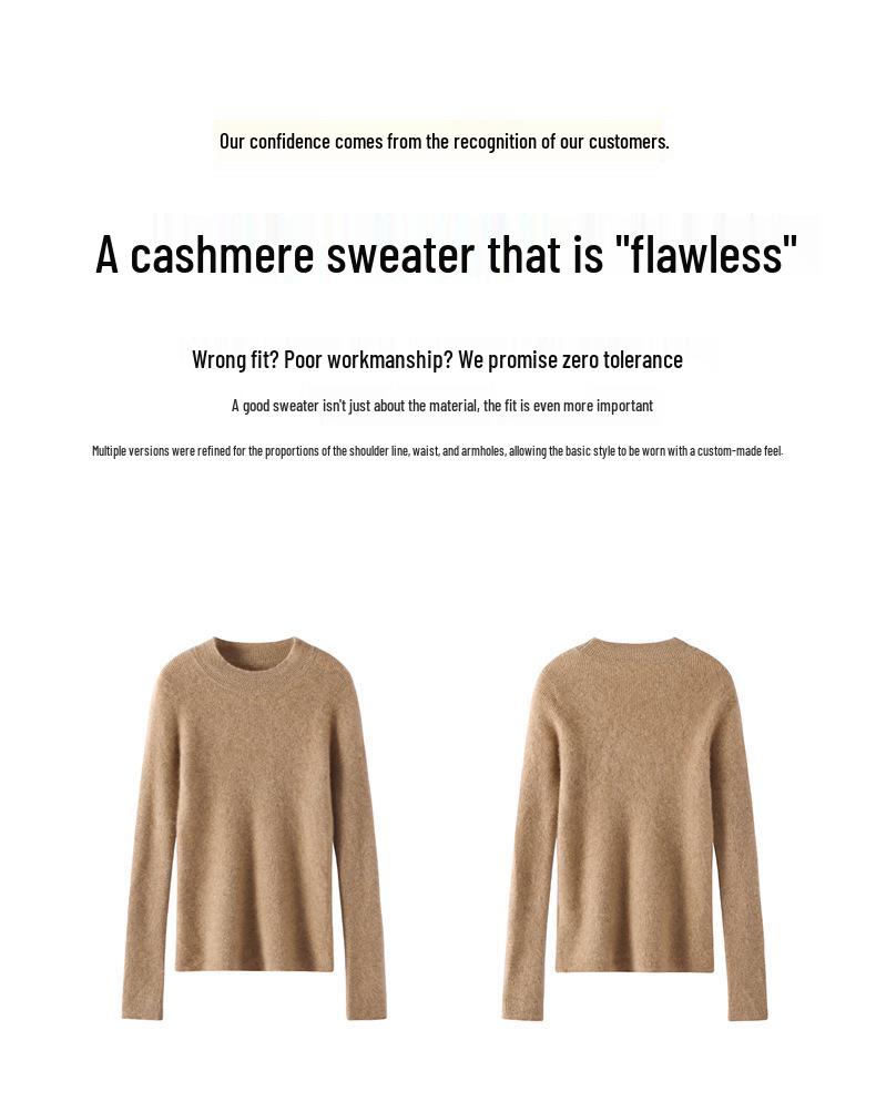 Classic Women's Cashmere Knit Pullover: Striped Half-High Collar, Solid Color, Autumn/Winter Commute Sweater