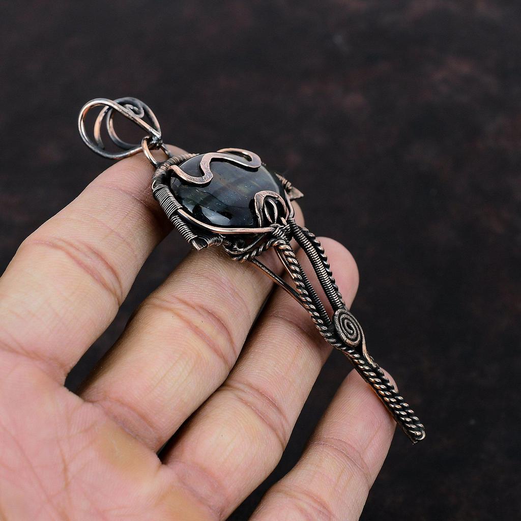 Nellite Pendant Copper Wire Wrapped Pendant Gemstone Pendants Copper Jewelry Handmade Boho Hippie Pendant Wire Wrapping Jewelry Gift For Her