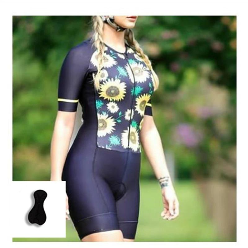 Women's Custom New Pro Triathlon Breathable Short Sleeve Cycling Jersey Suit Ladies Gel Pad Bicycle Triathlon Jumpsuit Sets
