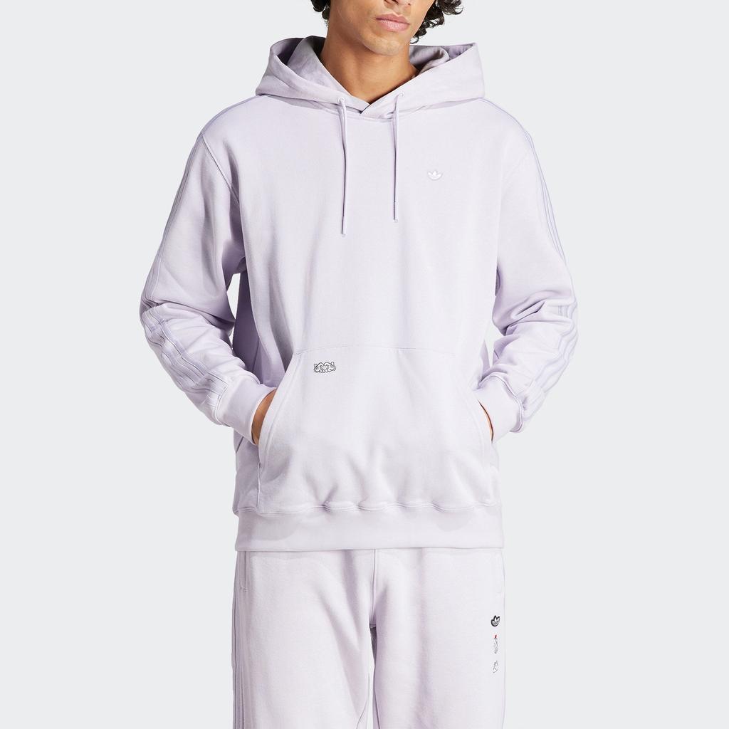 Adidas Originals X Mickey Mouse Co-Branded SS24 Glove Pattern Hoodie With Three Stripes Men Hoodie Silver IY2273