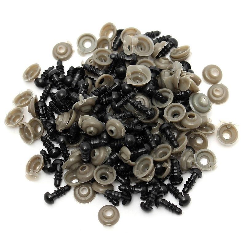 100pcs 6/9/10/12mm DIY Black Plastic Doll Safety Eyes for Sewing for Teddy Bear Doll Animal Puppet