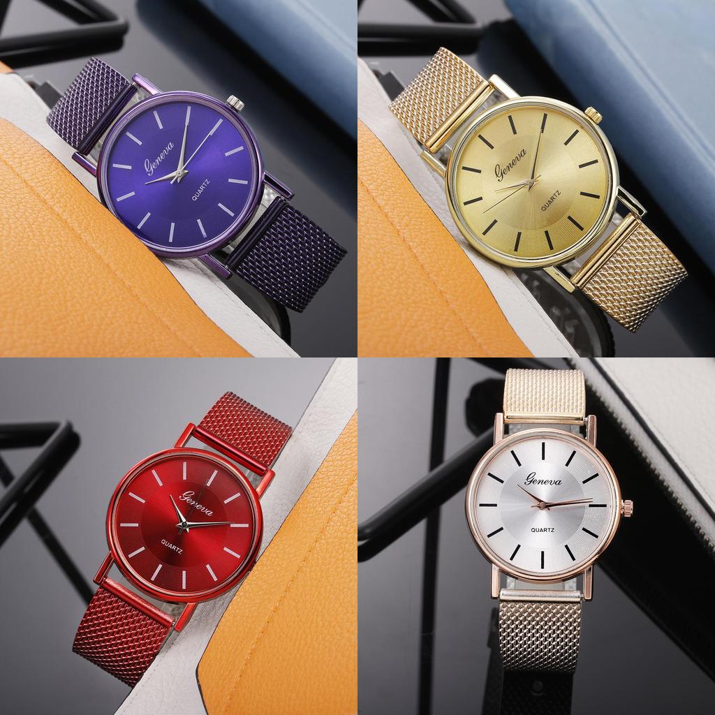 Fashionable Unisex Quartz Wristwatch Couple Watch With Decorative Features Model 28035 Mesh Strap
