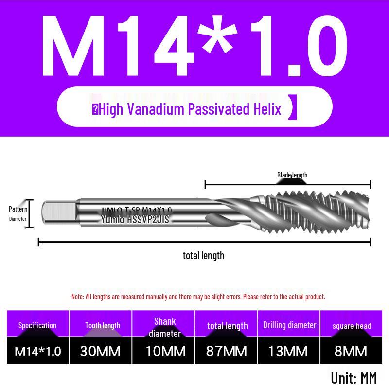 UMLO High Vanadium Spiral Tap Machine for M3-M10 Stainless Steel Tapping