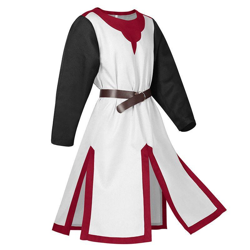 Amazon Foreign Trade Halloween Costume Wish Medieval Tunic Au8689 Slit Patchwork Men's Top