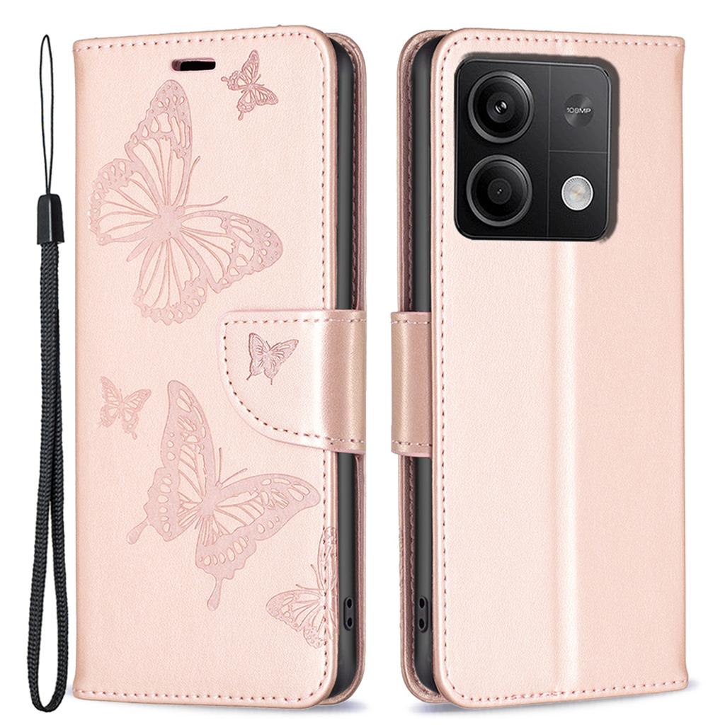 For Xiaomi Redmi Note 13 5G Leather Case Wallet Phone Cover Butterfly Pattern