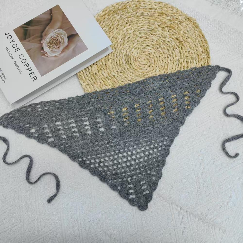 Hollow Out Knitted Headband Soft Hair Scarf Fashion Triangle Headscarf Bandana  Women
