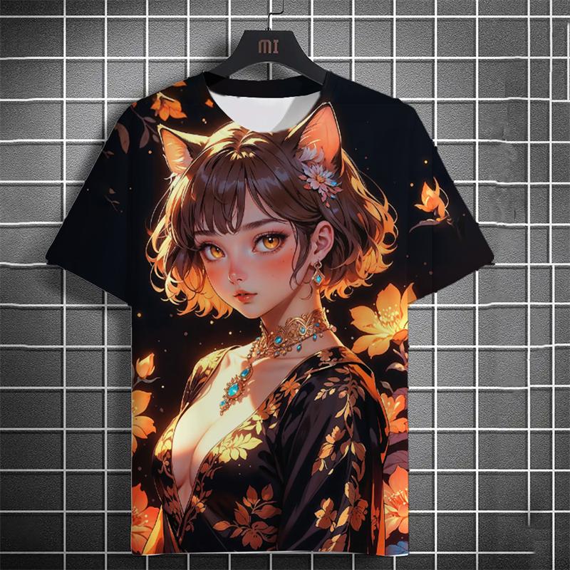 Fashion Anime Characters Graphic T Shirts For Men Summer Trendy Streetwear 3D Printed T-shirts Casual Oversized Crew Neck Tees