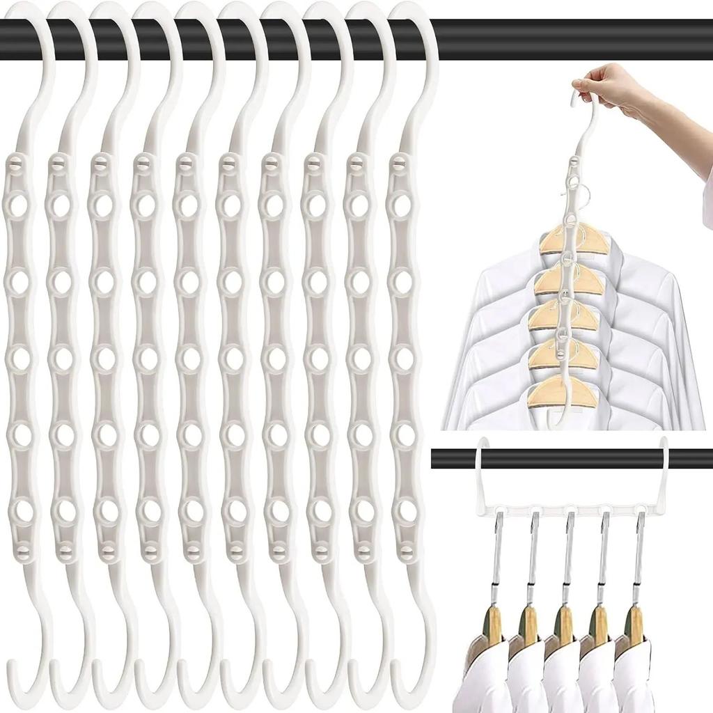 Space Saving Hangers, Smart Closet Organizer Space Saver, Sturdy Plastic Clothes Hangers for All Types of Clothes,Closet Storage
