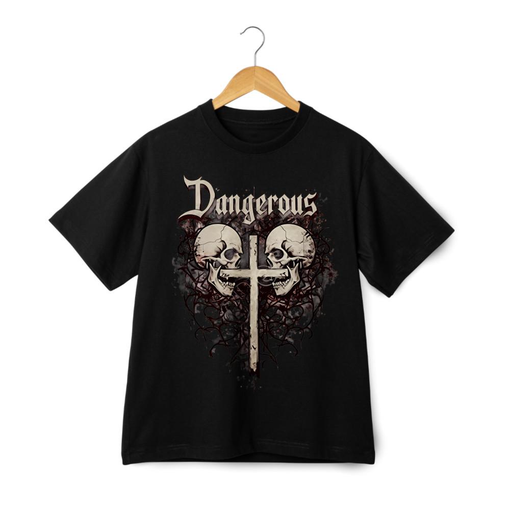 Skull & Cross Bones T-Shirt | Dangerous Statement Tee | Men & Women s Casual XXXXL