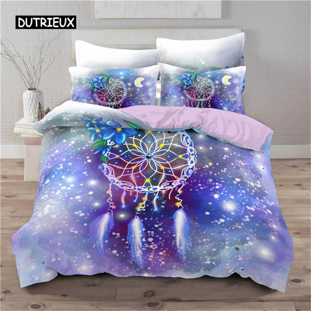 

Пододеяльник Dream Catcher для девочек, для взрослых, в стиле бохо, с рисунком мандалы и перьев, постельное белье из микрофибры, покрывало для спальни, декор US Full(200x230cm)