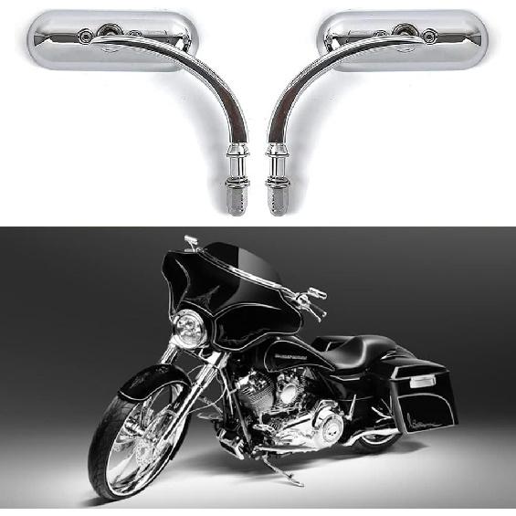 Chrome Oval Shape Motorcycle Mirrors,Upgrade Rearview Motorcycle Mirrors Compatible with Harley Road King Softail Street Glide Electra Dyna And More