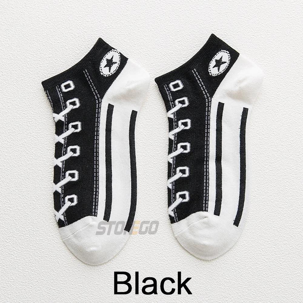 

Breathable Cotton Socks for Men Women Casual Short Boat Ankle Socks College Sports Leisure Couple Socks One Size чёрный