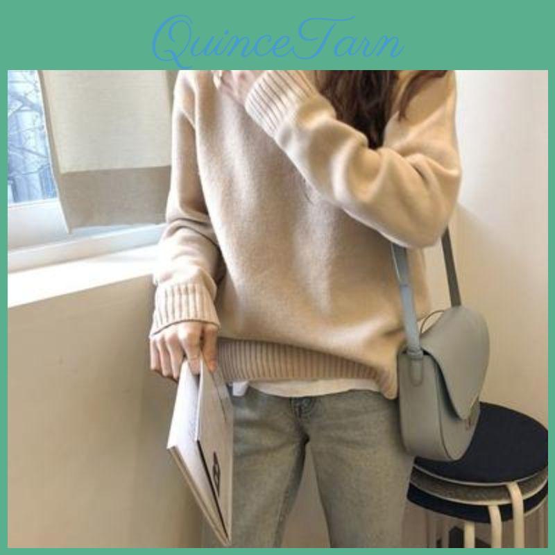 Maglione da Donna Autunno Inverno Capo d'Abbigliamento Stile Pigro Largo Versione Coreana Top Sottostante Maglione a Maglia