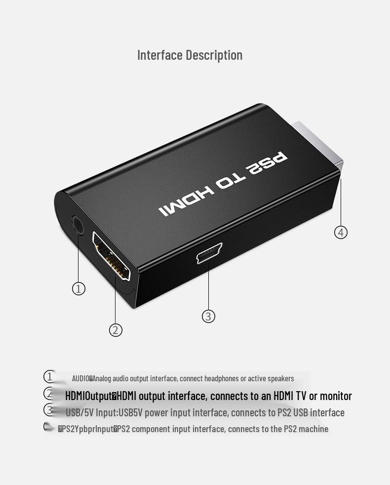 PS2 to HDMI Converter: Game Console Component to HDMI, HD 1080P with Audio/Video