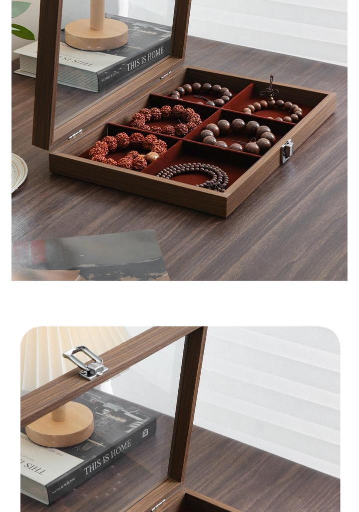 Wenge Wood Dustproof Jewelry Box with Lid for Bracelets and Accessories