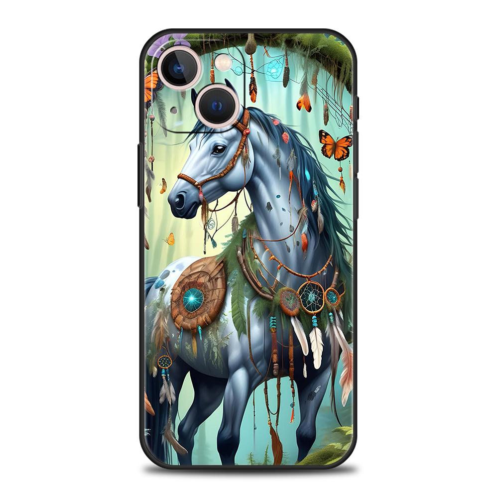 Horse Animal Phone Case for iPhone 16 15 14 13 12 Pro Max 11 Pro Max 7 8 Plus 16E XR Shockproof Soft TPU Shell Fundas Capas Bags