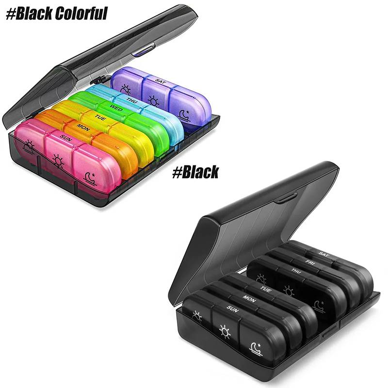 Portable Medicine  Storage Box 7-Day Travel Pillbox 21 Compartments With  Compartments Waterproof And Dustproof