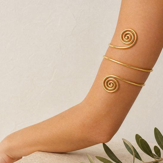 Adjustable Spiral Upper Arm Cuff Bracelet for Women, Boho Open Coil Arm Bangle Bracelet, Armband Jewelry for Festivals, Parties, Daily Wear