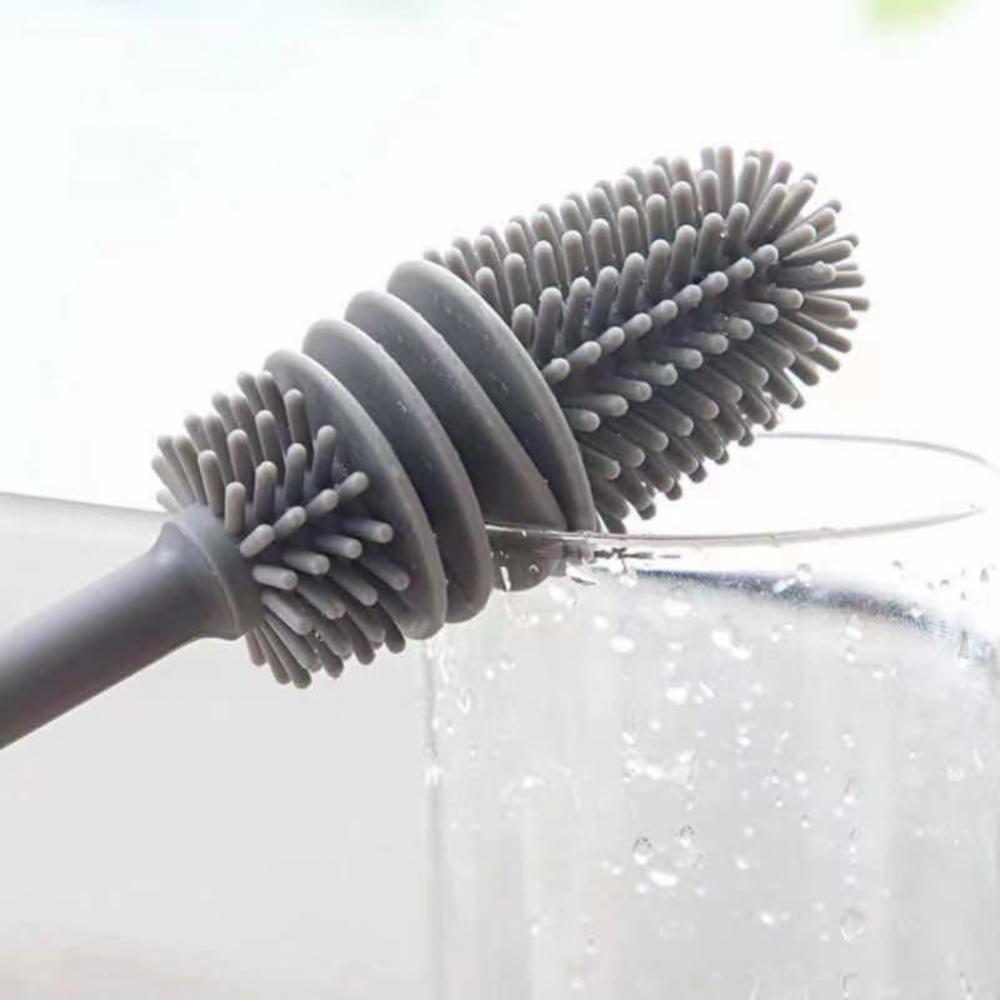 Long Handle Cup Brush Silicone Bottle Brush Coffee Cup Tableware Tea Cup Water Bottle Brush Glass Cleaner Kitchen Supplies