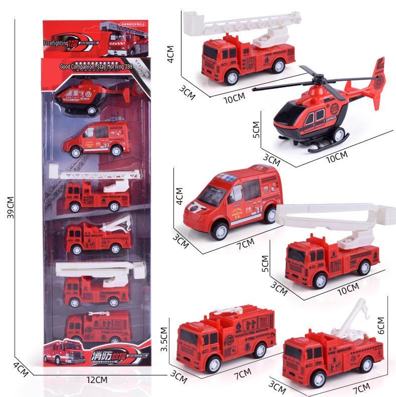 

Pull-Back Engineering Vehicles Toy Set for Kids - Fire Trucks & Military Cars