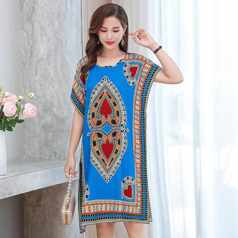 Thai Dress Medium and Long Loose Casual Large Size Meat-covered Seaside Beach Cotton Silk Dress