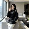 Small waist light ribs down jacket winter women's short hooded year new small waist jacket tide